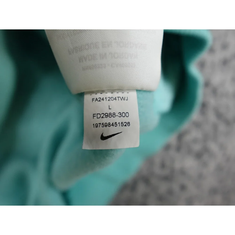 Nike Hoodie Boys Large L Teal Green Good Graphic Logo‎ Pullover FD2988-300